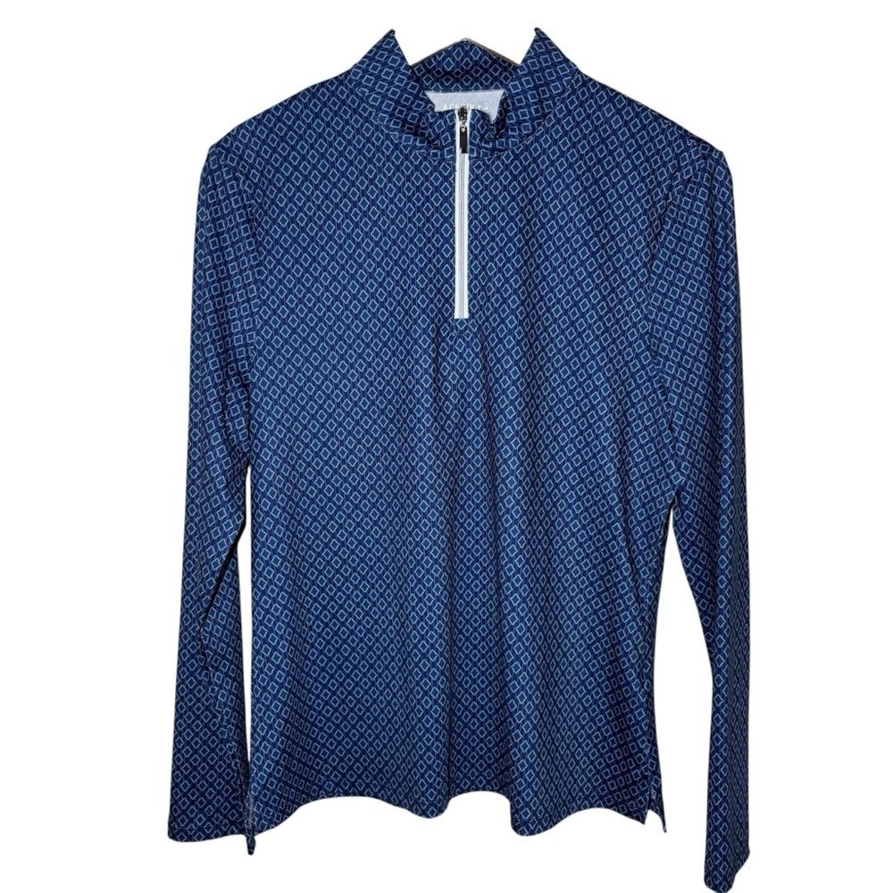 Cegolfs Golf Top Shirt Women Large Long Sleeve Blue Quarter Zip Pickleball UPF